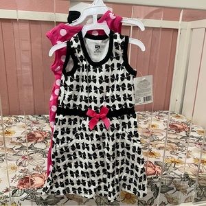 NEW Hudson Baby Black & Pink Dress Set with headband size 18mo